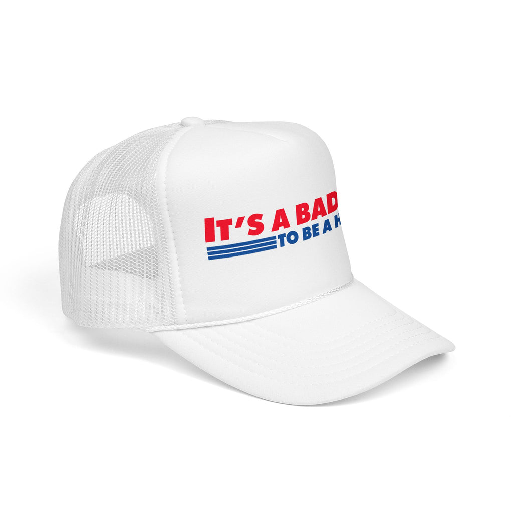 "It's a Bad Day to Be a Hot Dog" Foam Trucker Hat - Novelty Retro Red White Blue Cap
