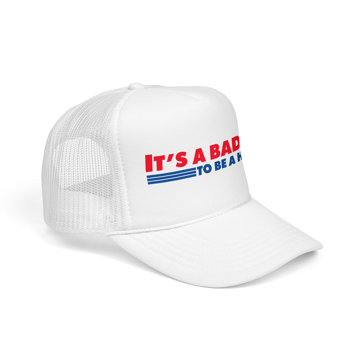 "It's a Bad Day to Be a Hot Dog" Foam Trucker Hat - Novelty Retro Red White Blue Cap