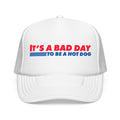 "It's a Bad Day to Be a Hot Dog" Foam Trucker Hat - Novelty Retro Red White Blue Cap