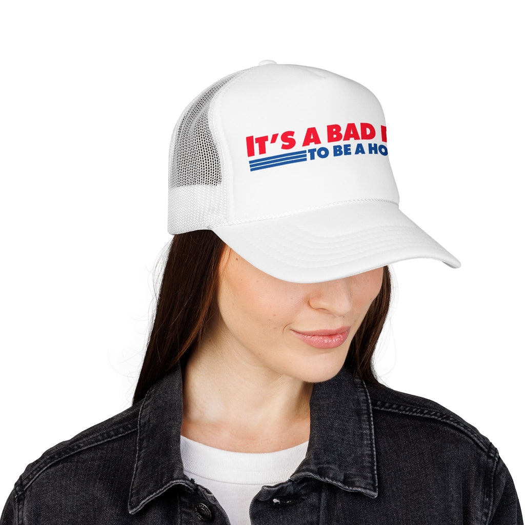"It's a Bad Day to Be a Hot Dog" Foam Trucker Hat - Novelty Retro Red White Blue Cap